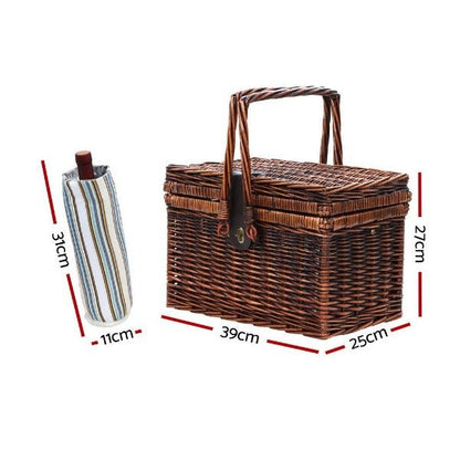 Deluxe 4 Person Picnic Basket With Insulated Wine Bag - Leisure Outdoors