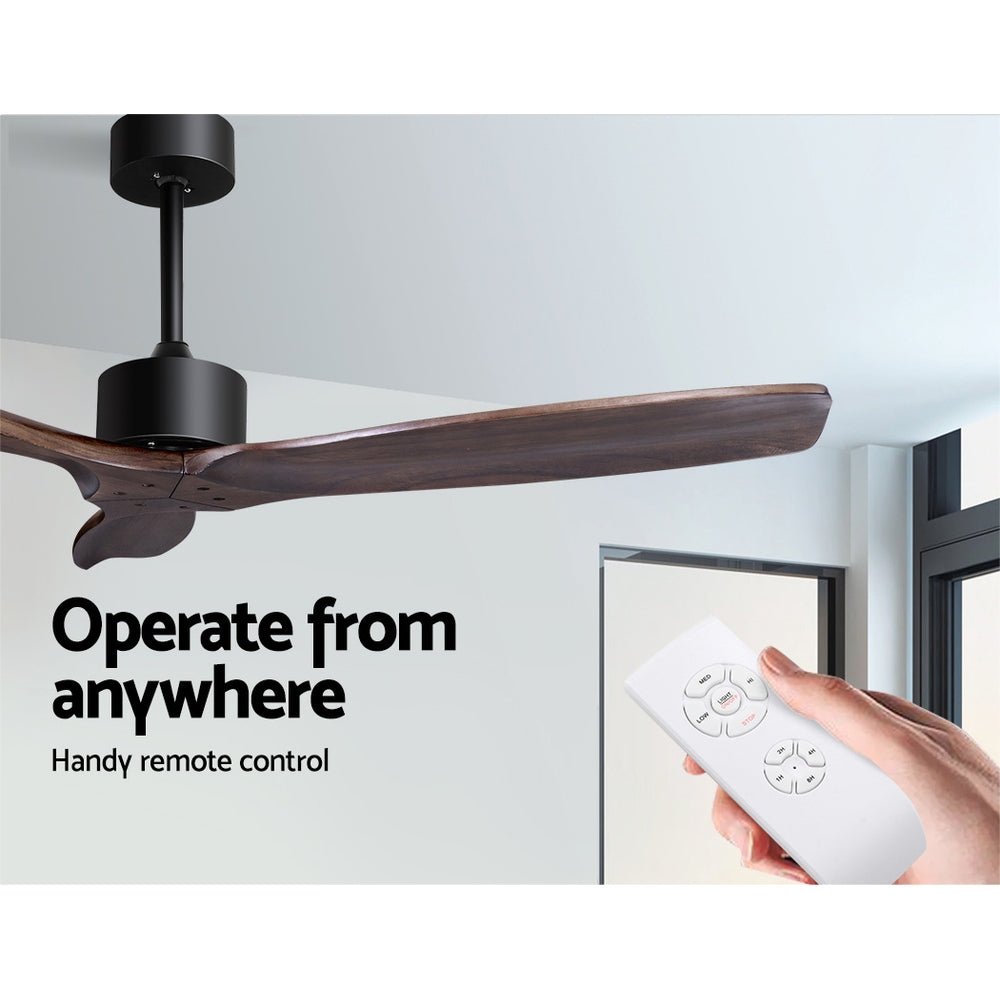 Devanti 52'' Ceiling Fan With Remote Control Fans 3 Wooden Blades Timer 1300mm - Leisure Outdoors