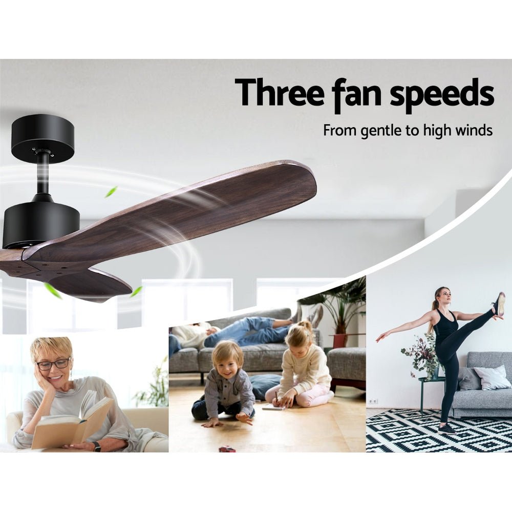 Devanti 52'' Ceiling Fan With Remote Control Fans 3 Wooden Blades Timer 1300mm - Leisure Outdoors