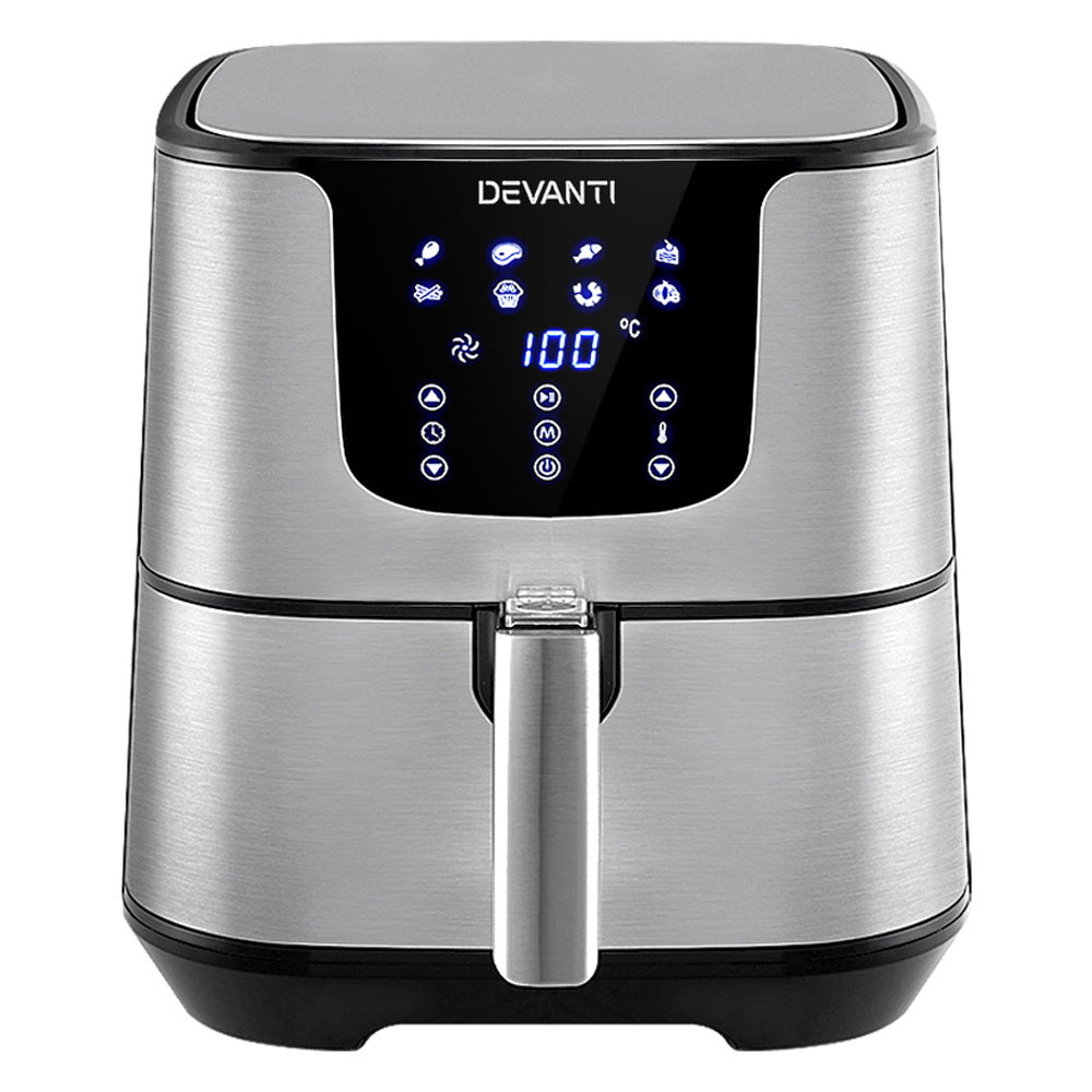 Devanti Air Fryer 7L LCD Fryers Oil Free Oven Airfryer Kitchen Healthy Cooker - Leisure Outdoors