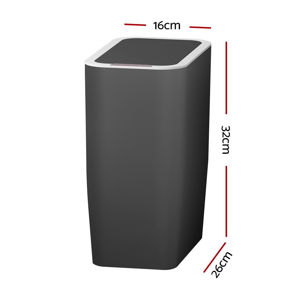 Devanti Motion Sensor Bin Automatic Rubbish Bins Waste Trash Can Ash Black 9L - Leisure Outdoors