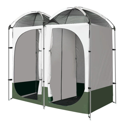 Double Camping Shower Toilet Tent - Outdoor Portable Change Room - Leisure Outdoors