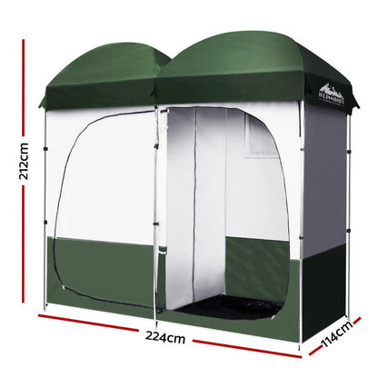 Double Camping Shower Toilet Tent - Outdoor Portable Change Room - Leisure Outdoors