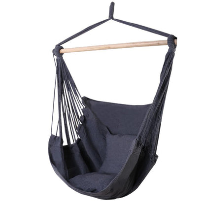 Hammock Hanging Swing Chair With Cushions - Portable - Grey - Leisure Outdoors