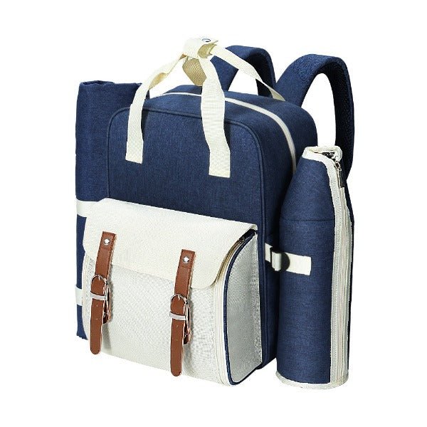 Picnic Basket Backpack - 4 Person - Blue and Beige - Leisure Outdoors