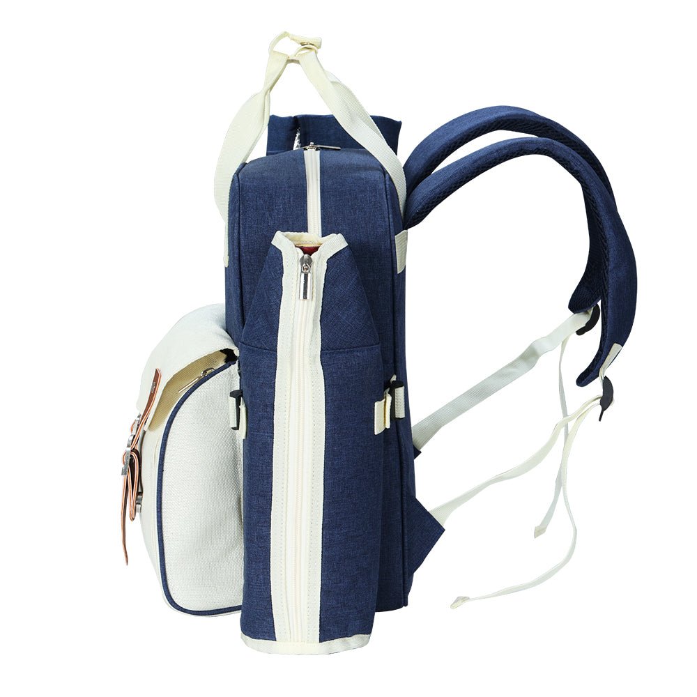 Picnic Basket Backpack - 4 Person - Blue and Beige - Leisure Outdoors