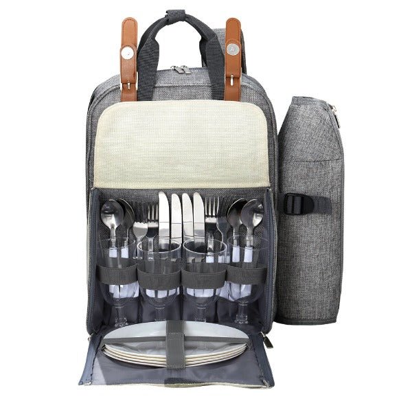 Picnic Basket Backpack - 4 Person - Grey - Leisure Outdoors