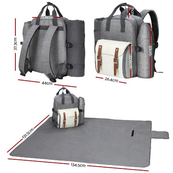 Picnic Basket Backpack - 4 Person - Grey - Leisure Outdoors