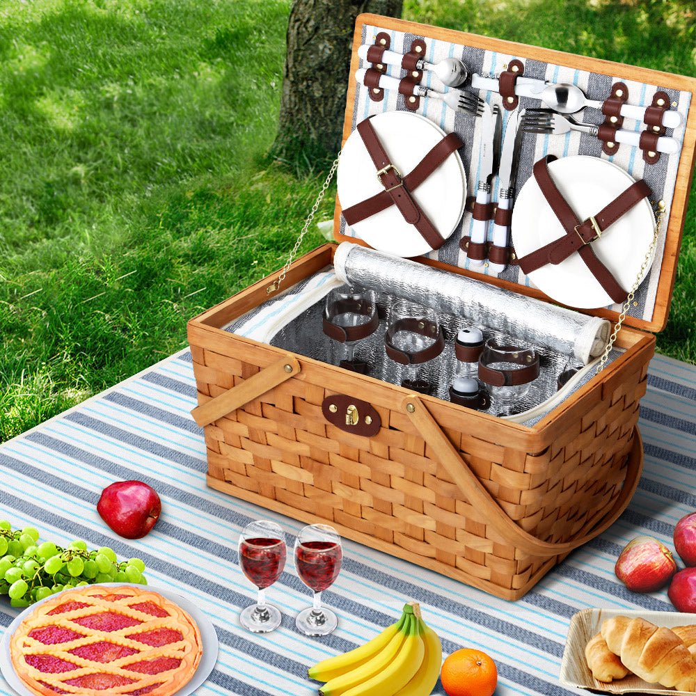 Picnic Basket With Insulated Cooler Bag - 4 Person - Leisure Outdoors