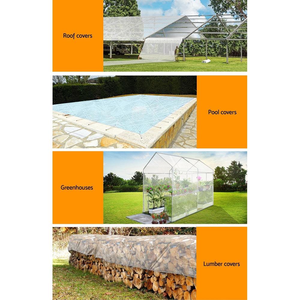 Poly Tarpaulin Heavy Duty Tarp 135gsm Cover - 3M x 4M - Clear - Leisure Outdoors