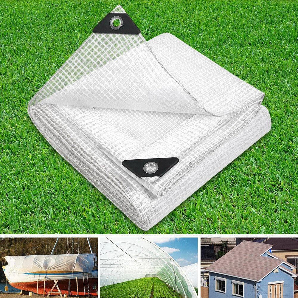 Poly Tarpaulin Heavy Duty Tarp 135gsm Cover - 4M x 6M - Clear - Leisure Outdoors