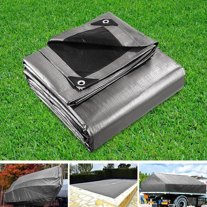 Poly Tarpaulin Heavy Duty Tarp Cover - 3M x 4.5M -180gsm Silver - Leisure Outdoors