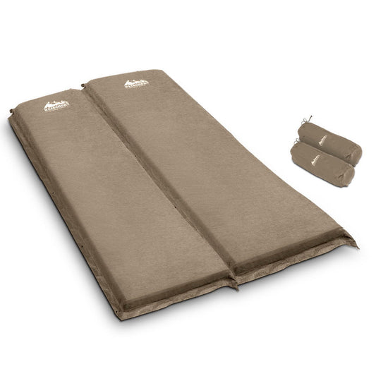 Self Inflating Mattress Camping Sleeping Mat Air Bed Pad Double Coffee 10CM Thick - Leisure Outdoors