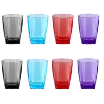 Set Of 8 - Deco Drinking Glass Tumbler - BPA Free - Leisure Outdoors