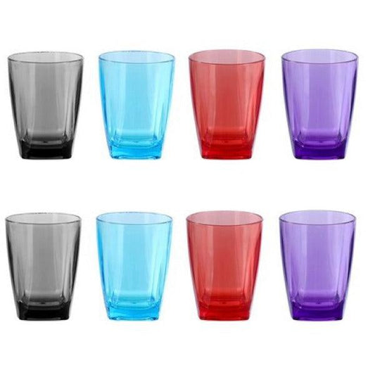 Set Of 8 - Deco Drinking Glass Tumbler - BPA Free - Leisure Outdoors