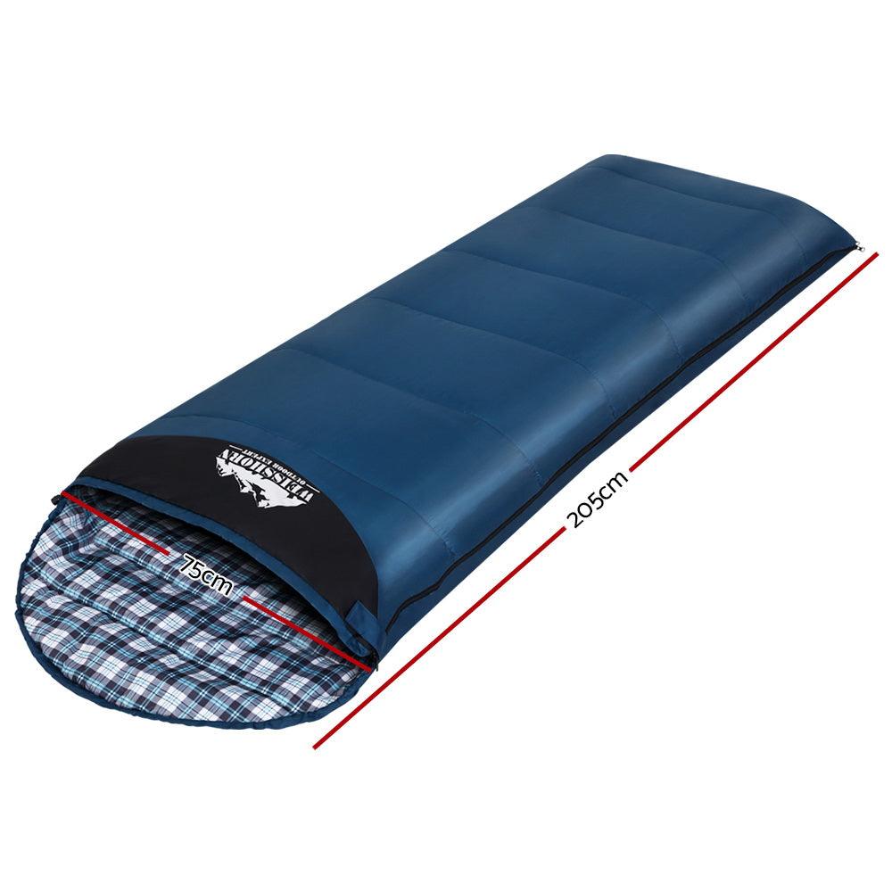 Sleeping Bag - Camping Hiking Winter Thermal - Blue - Leisure Outdoors